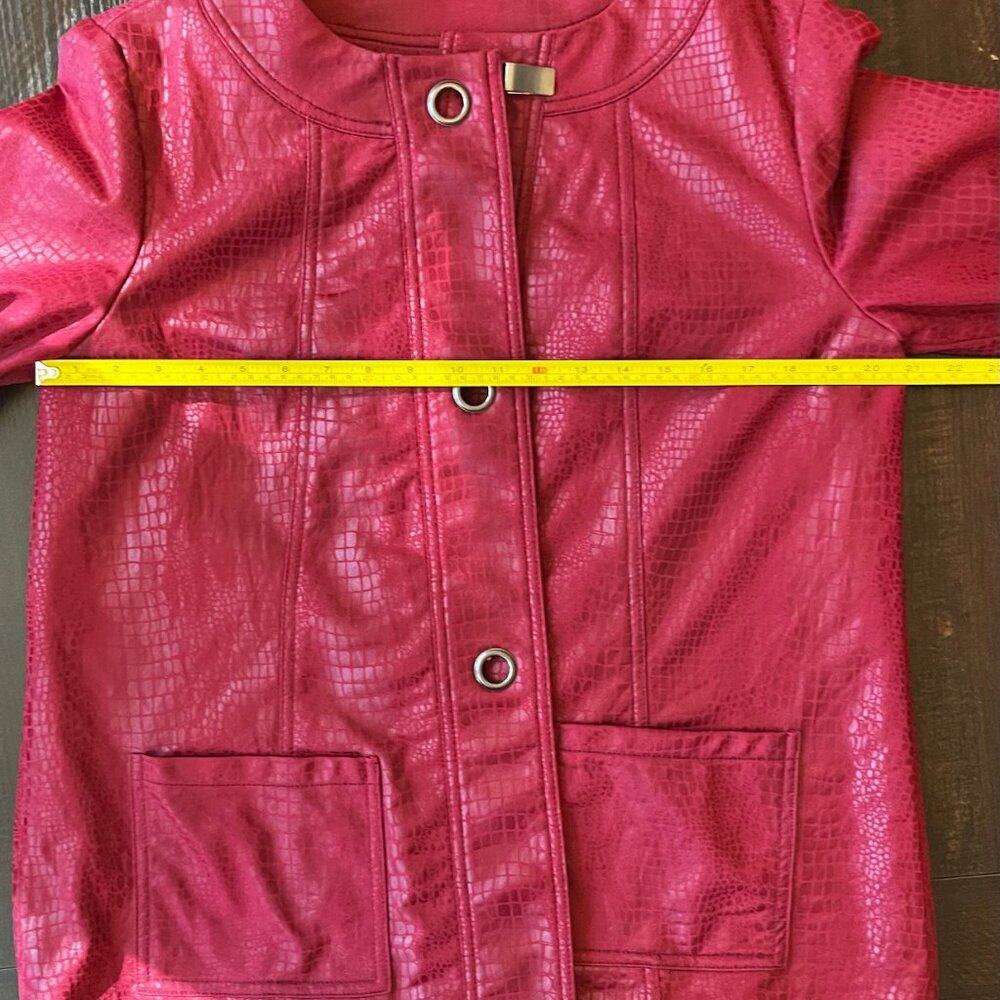 Ruby Rd Red Crocodile Textured Faux Leather Jacket Size 12 - Picture 6 of 6